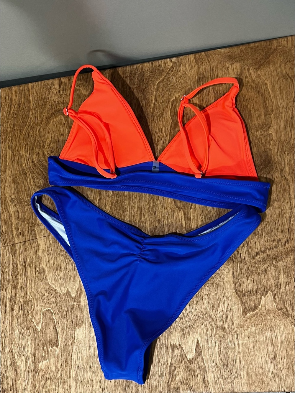 Cupshe Orange Triangle Top & Royal Blue Bikini Bottoms - Picture 2 of 3